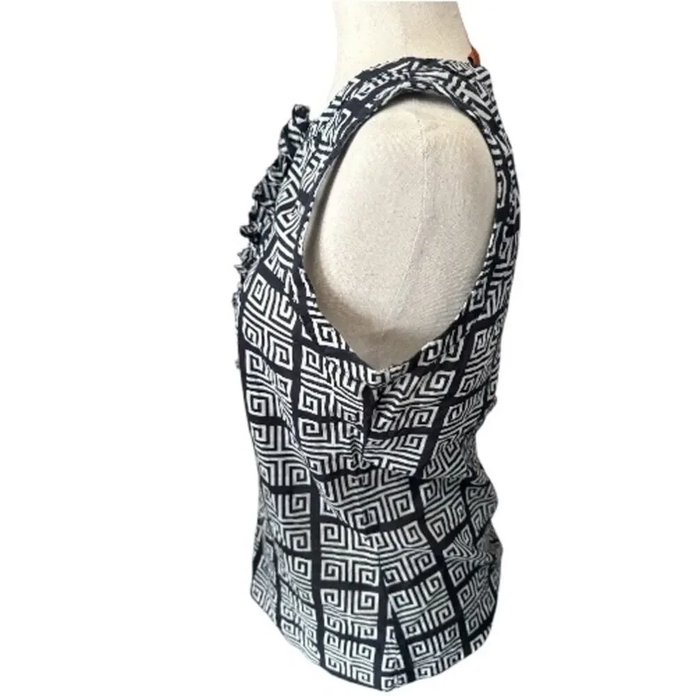 Tory Burch Sleeveless Greek Key Print Cotton Top 6